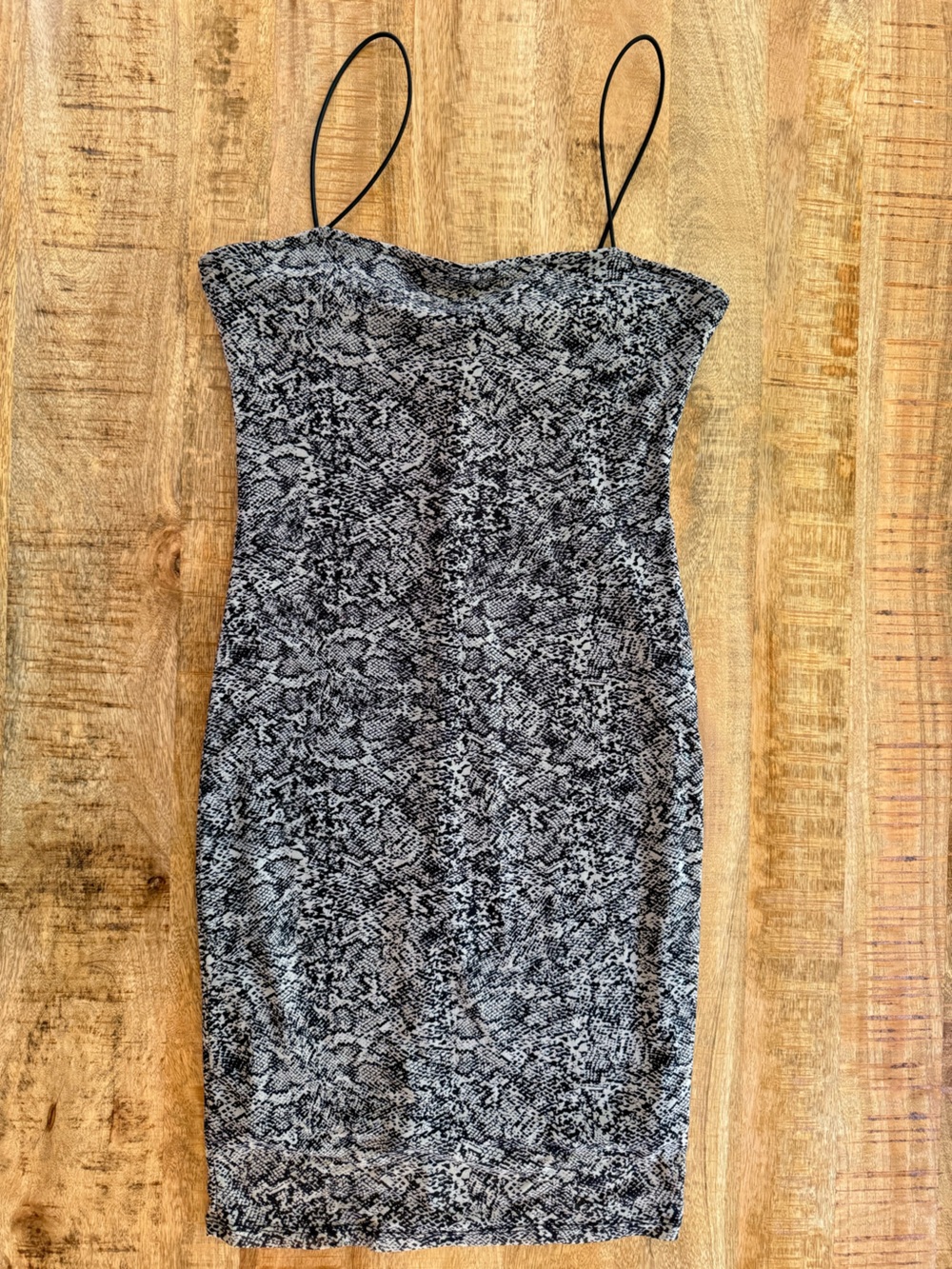 Forever 21 Snakeskin Bodycon Mini Dress Black Gray Strappy Size M